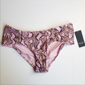 Rachel Roy Snakeskin Pink Ruched Bikini Bottom M